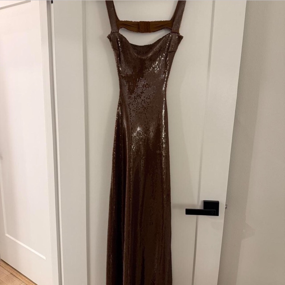 Meshki Adoria Sequin Cut Out Maxi Dress - Chocolate - Picture 4 of 4